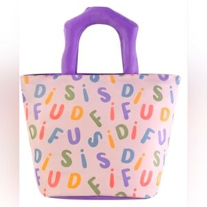 Homele pink and Colorful Alphabet lunch  Bag with Purple Handles New